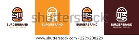 Letter SW and WS Burger Logo, suitable for any business related to burger with SW or WS initials.