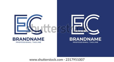 Letter EC Line Monogram Logo, suitable for any business with EC or CE initials.