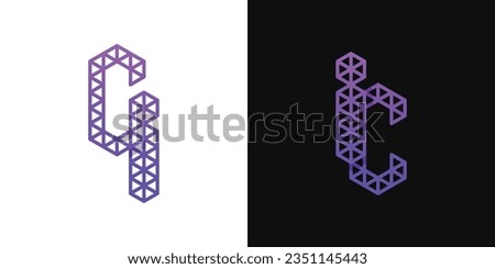 Letters CI and CI Polygon Logo Set, suitable for business related to polygon with CI and IC initials.