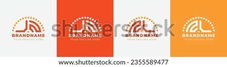 Letter NU and UN or NV and VN Sunrise  Logo Set, suitable for any business with NU and NV or ZV and UZ initials.