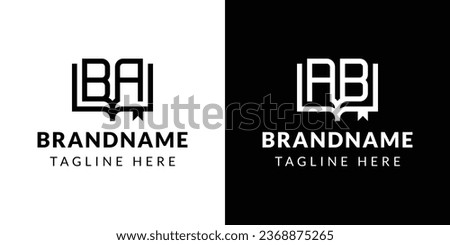Letter AB and BA Book Logo, suitable for business related to book with AB or BA intials.