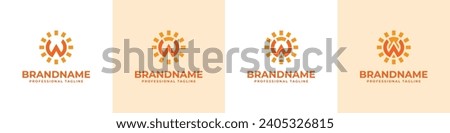 Letter W Sun Logo Set, suitable for business related to solar with W initial