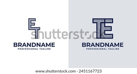 Letters ET and TE Dot Monogram Logo, Suitable for business with ET or TE initials
