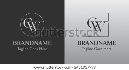 Letters CW In Circle and Square Logo Set, for business with CW or WC initials