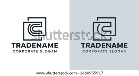 Modern Letter C with Double Square Logo, for business with C initial