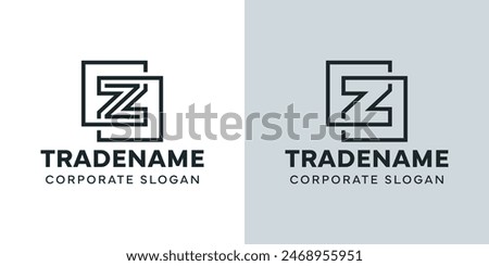 Modern Letter Z with Double Square Logo, for business with Z initial