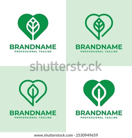 Leaf Love logo set, symbolizing a deep connection to nature, sustainability, and care