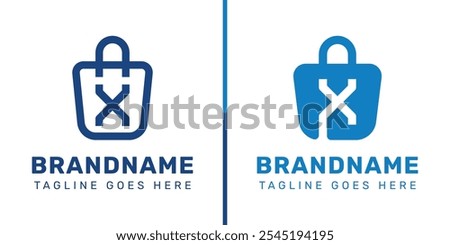 Letter X Shopping Bag Logo Set, symbolizing convenience, style, and retail