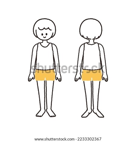 gender-neutral kid's whole body front and back.