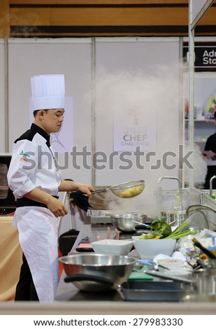 Bangkok, Thailand-May 20: Thailand Ultimate Chef Challenge on 20 May, 2015 in IMPACT Forum, Exhibition Hall 9, Greater Bangkok, Thailand. Main course meat competition.