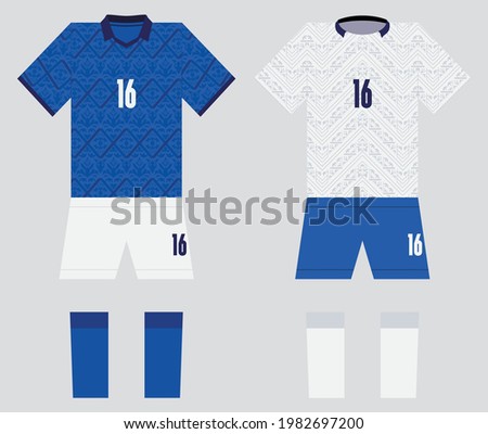 ITALY football soccer uniforms shirts shorts jerseys play player game championship competition men people sport fashion team clothing clothes colorful blue white Foto stock © 