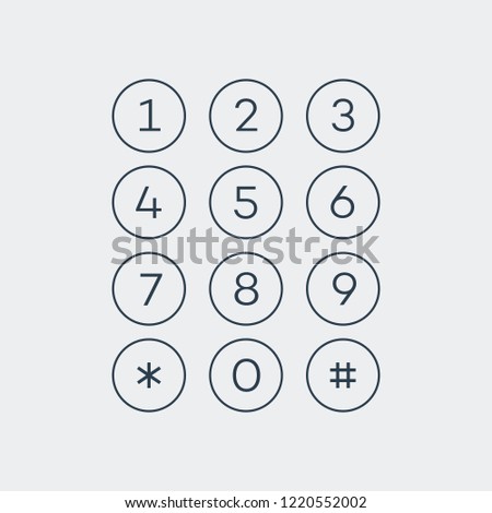 Number 0 9 set in circles isolated on white background for app development, ui elements. Vector 10 eps