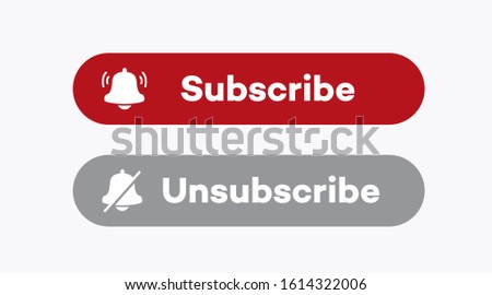 Subscribe and unsubscribe buttons isolated on white background for channel, blog, vlog, social media, motion, marketing isolated on white background. Vector 10 eps