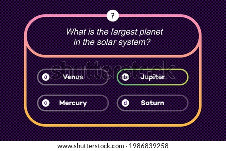 Template question and answers modern neon style for quiz game, exam, tv show, school, examination test. Vector illustration 10 eps