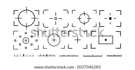 Camera frame viewfinder vector icon set isolated on white background for screen photography frame for video, snapshot photography, focusing screen. Target, goal sign. Vector 10 eps