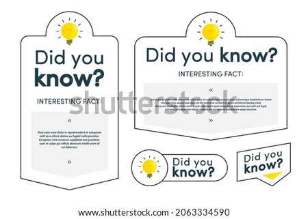 Did you know label and card set for life hacks, advertising, education, business, interesting funny facts, learning, education, expert tutorial, wise council, blog label, social media. Vector