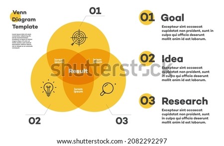 Infographic chart vector template modern style for presentation, start up project, business strategy, theory basic operation, logic analysis. Venn diagram 10 eps
