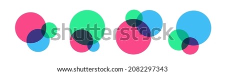 Venn diagram template infographic set three circle colorful style for presentation, start up project, business strategy, theory basic operation, logic analysis. Vector 10 eps