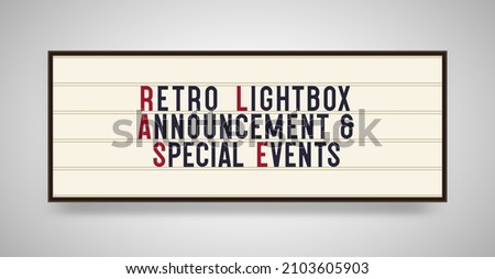 Retro lightbox vector banner, vintage billboard or bright signboard with changeable letters on grunge background. 10 eps Foto d'archivio © 