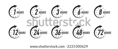Hours timer vector symbol set black color