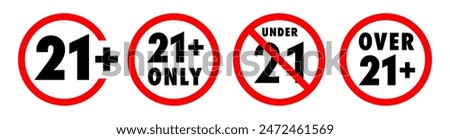 Under 21 forbidden round sign set