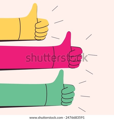 Thumbs up vibrant color illustration symbolizing like