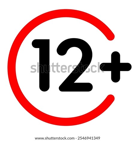 Age limit sign color style age restriction 12 plus years