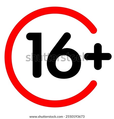 Age limit sign color style age restriction 16 plus years