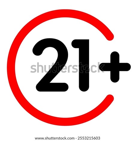 Age limit sign color style age restriction 21 plus years