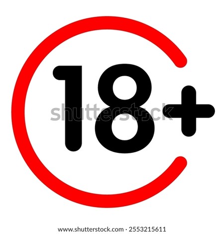 Age limit sign color style age restriction 18 plus years