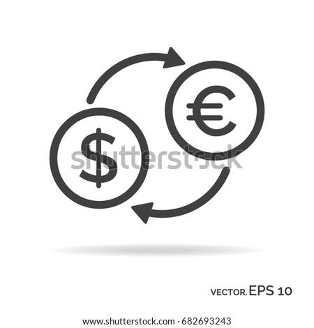 Currency exchange outline icon black color isolated on white background