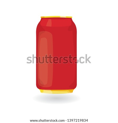 Modern vector illustration of red  aluminium can on white background
