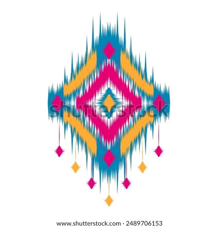 Ikat ethnic pattern art. American, Mexican style. Background Aztec tribal ornament. Design for fabric, clothing, textile, logo, symbol.