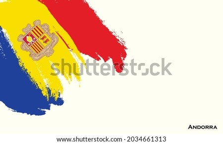 Abstract grunge brush of Andorra flag illustration. Happy independence day of Andorra. Flag of Andorra. Fabric texture of the flag of Andorra.