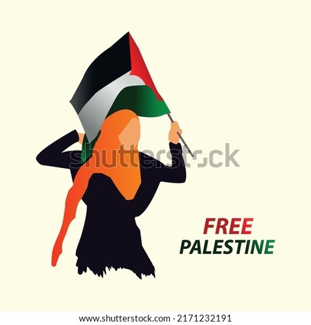 Women stand with the Palestine flag vector illustration for poster, post, banner, t-shirt. free Palestine.