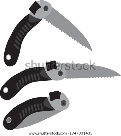 set of hand saw on white background