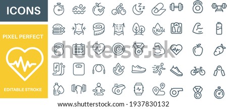 Sport and Fitness Icons Set vector design  商業照片 © 