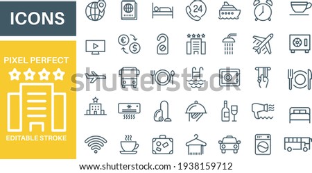 Hotel Icons vector design outline on white background 