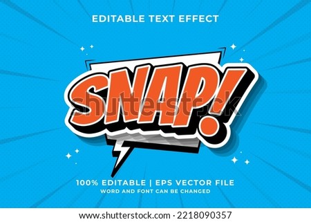 Editable text effect - snap comic Cartoon template style premium vector