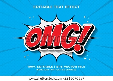 Editable text effect - omg comic Cartoon template style premium vector