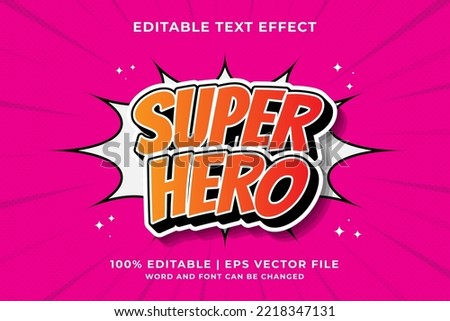 Editable text effect - super hero comic Cartoon template style premium vector