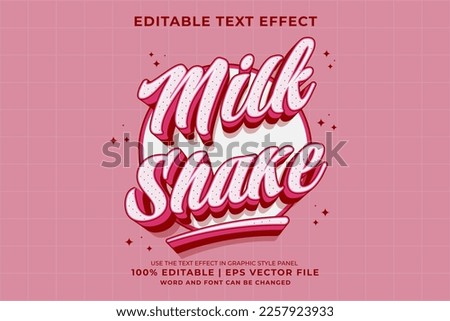 Editable text effect - Milk Shake 3d Cartoon Cute template style premium vector