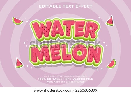 Editable text effect Watermelon 3d Traditional Cartoon template style premium vector