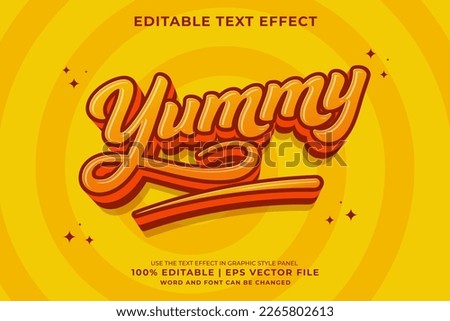 Editable text effect Yummy 3d Cartoon template style premium vector