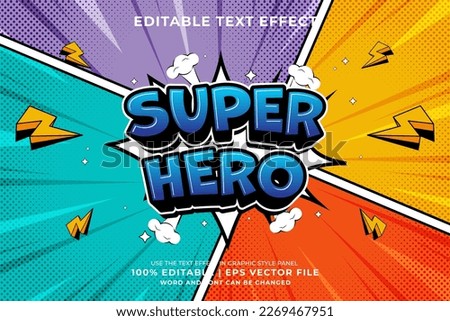 Editable text effect Super Hero  3d Cartoon Comic style premium vector