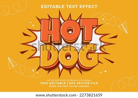 Editable text effect Hot Dog 3d cartoon template style premium vector