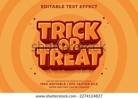 Editable text effect Trick Or Treat 3d cartoon template style premium vector