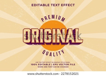 Editable text effect original badge 3d vintage style premium vector