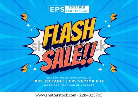 Editable text effect flash sale  3d cartoon style premium vector