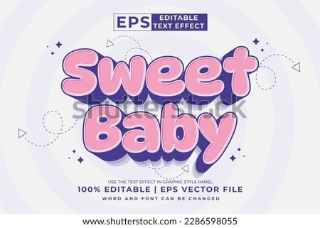 Editable text effect - Sweet Baby 3d Cartoon Cute template style premium vector